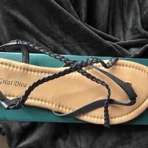 Great Diva Women's "Sweet" Sandals Black Size 10